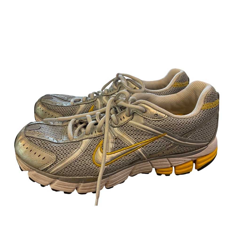Nike Air Livestrong Running Shoes Mens 10 Gray Yellow Good Metallic Mesh Sneaker